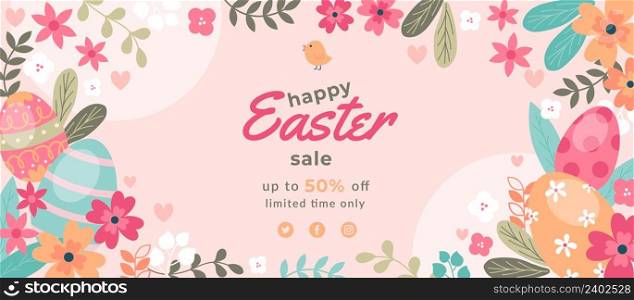 Easter sale banner background paper cut style