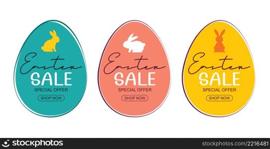 Easter sale banner design template with colorful eggs and flowers. Use for advertising, flyers, posters, brochure, voucher discount.