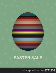 Easter sale card with painted egg and flowers