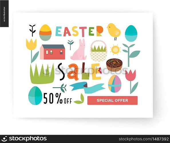 Easter sale poster - a shop announcement, flyer, discount advertisement. Easter sale poster
