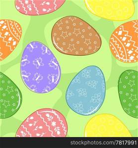 Easter seamless background with painted eggs