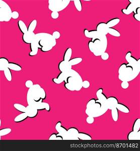 Easter seamless background with silhouettes of white bunnies. Vector illustration. Seamless background with silhouettes of white rabbits