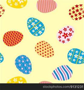 Easter seamless pattern, eggs festive spring background. Wallpaper, gift fabric wrapping paper, prints vector illustration. Easter seamless pattern, eggs festive spring background