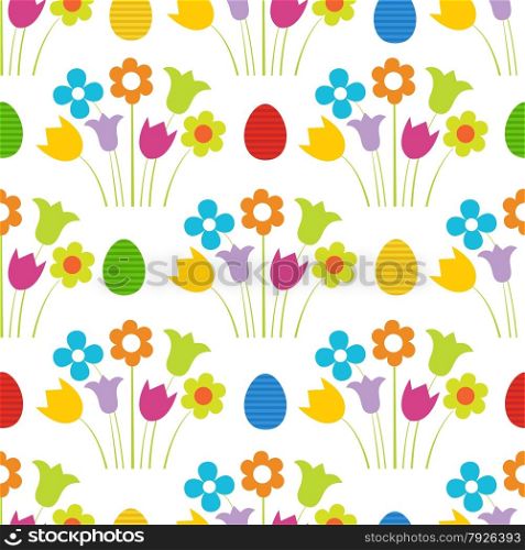 Easter seamless pattern with eggs and flowers.. Easter seamless pattern with eggs and flowers