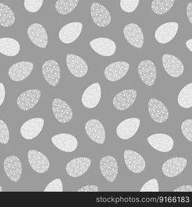 Easter seamless pattern with patterned Easter eggs in grayscale. Happy Easter. Springtime. Summer season. Design for wrapping paper, poster, cards, greeting or invitation, price or label, booklet. EPS