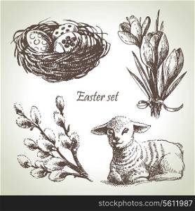 Easter set. Hand drawn illustrations