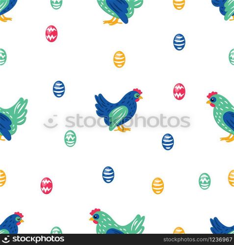 EASTER TEXTILE Holiday Chicken Bird Seamless Pattern Vector