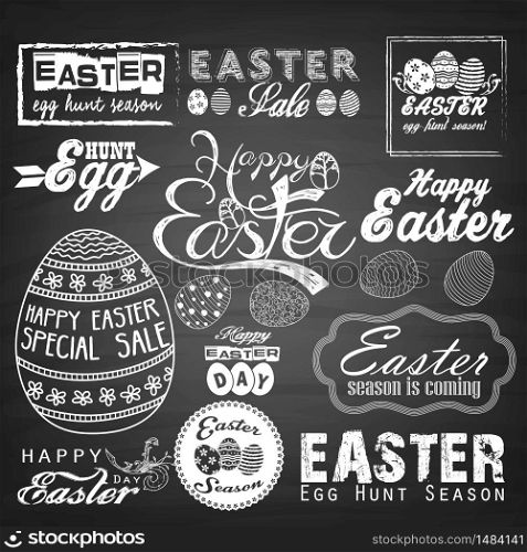 Easter Typographical background. Greeting Card Illustrations.Vector