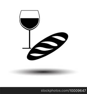 Easter Wine And Bread Icon. Black on White Background With Shadow. Vector Illustration.