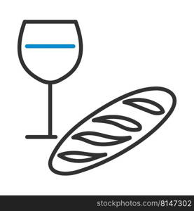 Easter Wine And Bread Icon. Editable Bold Outline With Color Fill Design. Vector Illustration.