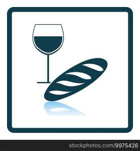 Easter Wine And Bread Icon. Square Shadow Reflection Design. Vector Illustration.