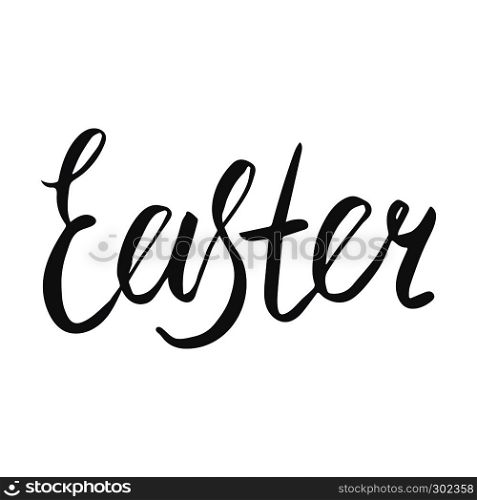 Easter word hand lettering. Vector illustration isolated on white background.. Hand lettering word Easter.