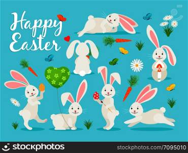 Eastern bunny vector illustration. Happy rabbit for easter banner collection. Eastern bunny banner design