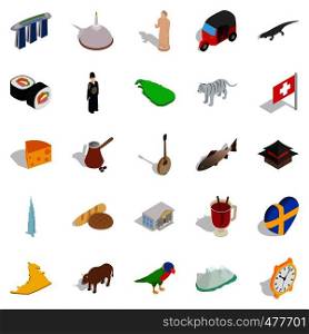 Eastern Europe icons set. Isometric set of 25 eastern Europe vector icons for web isolated on white background. Eastern Europe icons set, isometric style