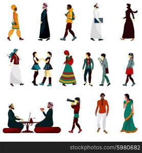 Eastern people male and female decorative icons set isolated vector illustration. Eastern People Set