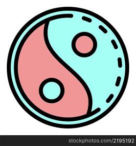 Eastern symbol of equilibrium icon. Outline eastern symbol of equilibrium vector icon color flat isolated. Eastern symbol of equilibrium icon color outline vector
