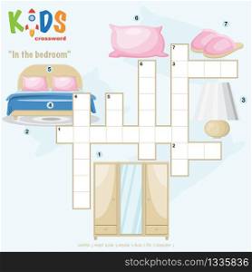 Easy crossword puzzle &rsquo;In the bedroom&rsquo;, for children in elementary and middle school. Fun way to practice language comprehension and expand vocabulary. Includes answers.