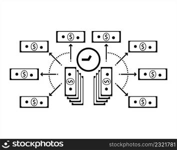 Easy Installment Icon, Easy Split Of Borrowed Money Paid In Small Parts In A Fixed Period Of Time Vector Art Illustration