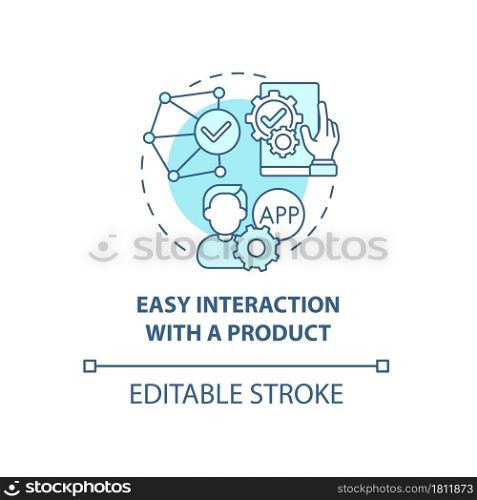 Easy interaction with product concept icon. Product usage abstract idea thin line illustration. Usability. Well-established interactive control. Vector isolated outline color drawing. Editable stroke. Easy interaction with product concept icon