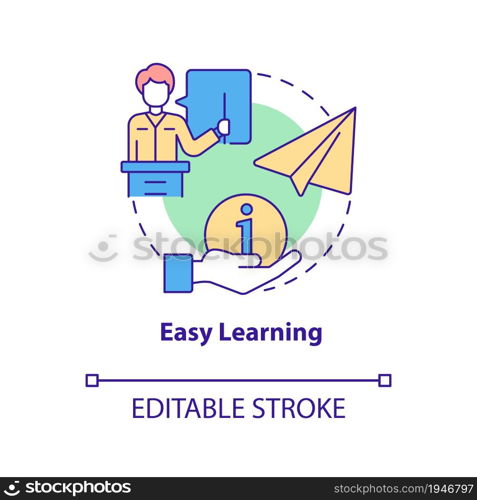 Easy learning concept icon. Driving school benefits abstract idea thin line illustration. Gain skills and knowledge. Automobile riding course. Vector isolated outline color drawing. Editable stroke. Easy learning concept icon