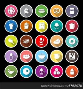Easy meal flat icons with long shadow, stock vector