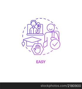 Easy purple gradient concept icon. No education required for professional project. Web 3 0 abstract idea thin line illustration. Isolated outline drawing. Myriad Pro-Bold fonts used. Easy purple gradient concept icon
