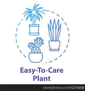 Easy to care plants concept icon. Unpretentious indoor potted flowers. Succulents and cactuses idea thin line illustration. Vector isolated outline RGB color drawing