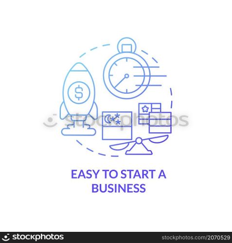 Easy to start business blue gradient concept icon. Reason to start business in Singapore abstract idea thin line illustration. Isolated outline drawing. Roboto-Medium, Myriad Pro-Bold fonts used. Easy to start business blue gradient concept icon