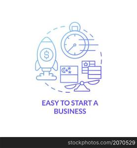 Easy to start business blue gradient concept icon. Reason to start business in Singapore abstract idea thin line illustration. Isolated outline drawing. Roboto-Medium, Myriad Pro-Bold fonts used. Easy to start business blue gradient concept icon