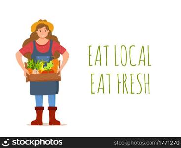 Eat local organic products cartoon vector concept. Colorful illustration o. Eat local organic products cartoon vector concept. Colorful illustration