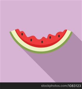Eaten watermelon slice icon. Flat illustration of eaten watermelon slice vector icon for web design. Eaten watermelon slice icon, flat style
