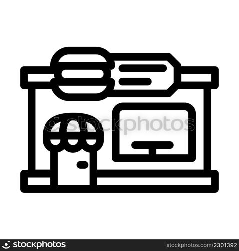 eatery building line icon vector. eatery building sign. isolated contour symbol black illustration. eatery building line icon vector illustration