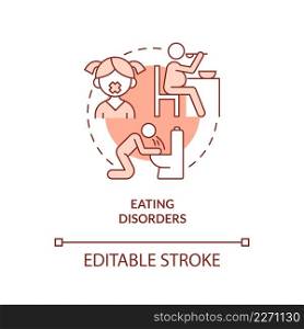 Eating disorders terracotta concept icon. Food intake disorder abstract idea thin line illustration. Bulimia nervosa. Isolated outline drawing. Editable stroke. Arial, Myriad Pro-Bold fonts used. Eating disorders terracotta concept icon