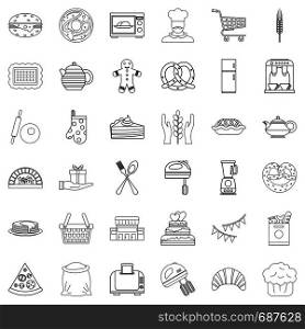 Eating icons set. Outline style of 36 eating vector icons for web isolated on white background. Eating icons set, outline style