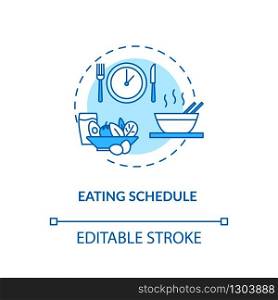 Eating schedule concept icon. Mindful eating, conscious food consumption idea thin line illustration. Nutrition plan, balanced diet. Vector isolated outline RGB color drawing. Editable stroke