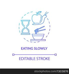 Eating slowly concept icon. Mindful nutrition idea thin line illustration. Thorough and attentive food consumption, enjoying meal. Vector isolated outline RGB color drawing