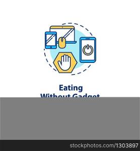 Eating without gadget concept icon. Conscious nutrition idea thin line illustration. Attentive food consumption. Meal without distractions. Vector isolated outline RGB color drawing. Editable stroke