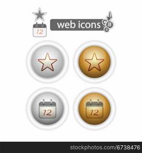 Eavorites and calendar, web icons, isolated on white. | Vector illustration.