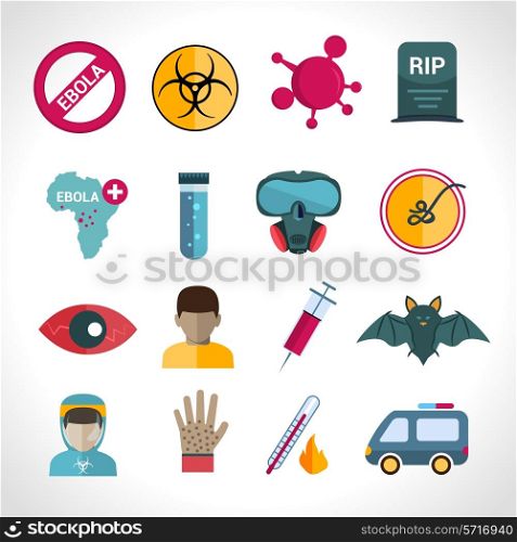 Ebola virus medical disease deadly infection symptoms icons set isolated isolated vector illustration