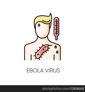 Ebola virus RGB color icon. Dangerous viral disease, deadly infectious illness, fatal sickness. Medical diagnosis, healthcare and medicine. Person with EVD symptoms. Isolated vector illustration