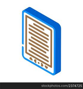 ebook device isometric icon vector. ebook device sign. isolated symbol illustration. ebook device isometric icon vector illustration