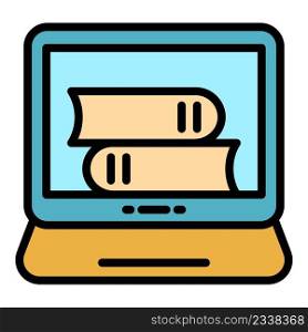 Ebook online stack icon. Outline ebook online stack vector icon color flat isolated. Ebook online stack icon color outline vector