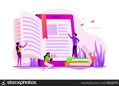 Ebook reader application. Electronic encyclopedia, web archive technology. Searchable digital library, education online, easy access knowledge concept. Vector isolated concept creative illustration. Ebook concept vector illustration