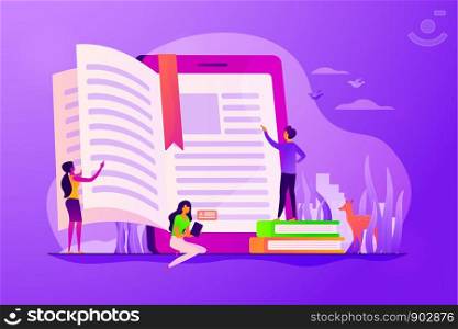 Ebook reader application. Electronic encyclopedia, web archive technology. Searchable digital library, education online, easy access knowledge concept. Vector isolated concept creative illustration. Ebook concept vector illustration