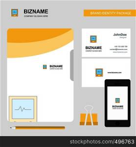 ECG Business Logo, File Cover Visiting Card and Mobile App Design. Vector Illustration