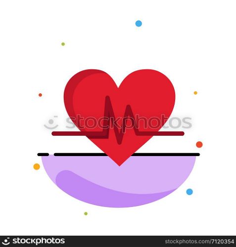 Ecg, Heart, Heartbeat, Pulse Abstract Flat Color Icon Template