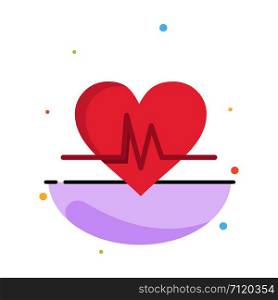 Ecg, Heart, Heartbeat, Pulse Abstract Flat Color Icon Template