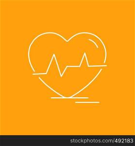 ecg, heart, heartbeat, pulse, beat Flat Line Filled Icon. Beautiful Logo button over yellow background for UI and UX, website or mobile application. Vector EPS10 Abstract Template background