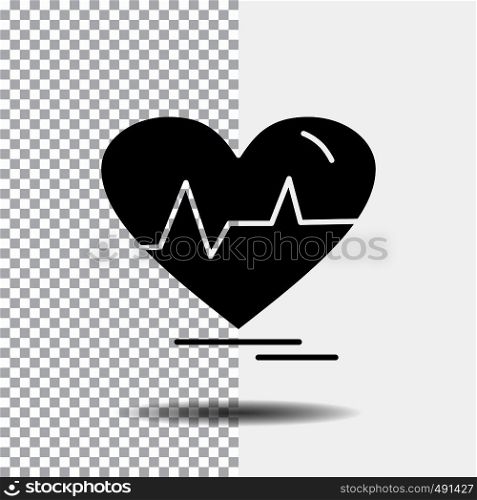 ecg, heart, heartbeat, pulse, beat Glyph Icon on Transparent Background. Black Icon. Vector EPS10 Abstract Template background