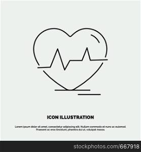 ecg, heart, heartbeat, pulse, beat Icon. Line vector gray symbol for UI and UX, website or mobile application. Vector EPS10 Abstract Template background